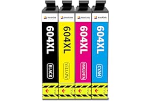 Hookink 604XL Cartucce d'inchiostro Compatibili per Epson 604 XL Multipack per XP-2200 XP-2205 XP-3200 XP-3205 XP-4200 XP-4205, Epson WF-2930 WF-2910 WF-2935 WF-2950 (Nero,Ciano,Magenta,Giallo)