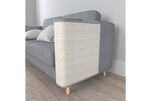 GIBZ Tappetino Tiragraffi per Gatti in Sisal per Angolo di Divano Sedia Tappetino per Graffiare Durevole con Tasche, Grigio Chiaro, A Sinistra