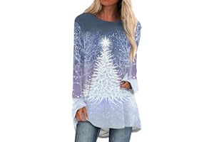 GENERIC Silvester Oberteil Damen, Basic Casual Longshirt Locker Cozy Oberteile Herbst Oversize Streetwear Shirt Für Weihnachten 2023