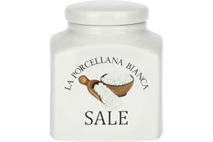 LA PORCELLANA BIANCA PB La Porcelana Blanca - Tarro de Porcelana Decorado con Sal conserva