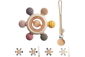 Bosmik - Mordedor bebe con Chupetero - Juguetes bebes 0-3 meses para la dentición - Mordedores bebes 3-6meses sensorial, silicona grado alimenticio libre de BPA - Regalo bebe