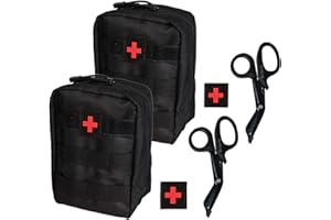 Krisvie 2Pcs Bolsa Médica Táctica,MOLLE Médico Bolsa Primeros Auxilios Bolsa Táctica Compacta Botiquín,Adecuado para Viajes Portátiles al Aire Libre