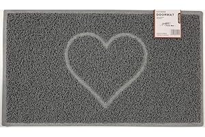 Nicoman Tłoczony kształt serca mata pod drzwi wejściowe pochłaniacz brudu zmywalna wycieraczka drenaż tylko do użytku na zewnątrz - (średni, szary, 75 x 44 cm)