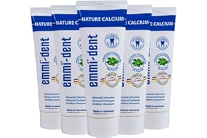 emmi-dent Ultradźwiękowa pasta do zębów "Nature Calcium" I z dodatkowym wapniem I idealna do wrażliwych zębów i dziąseł I wolna od fluorku, mikroplastiku i nanomateriałów I wegańska i bezglutenowa I 5