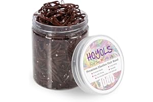 Hoyols Hair Elastic Rubber Bands Ties for Ponytail Braid Holder Pack (1000 Count (Pack of 1), Brown)
