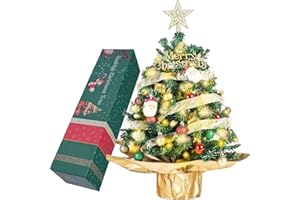 WINOK mini choinka 60 cm, mała choinka z oświetleniem LED, choinka stołowa, mała, sztuczna, ozdobiona na dekoracje bożonarodzeniowe i potrzeby imprezowe - zielona