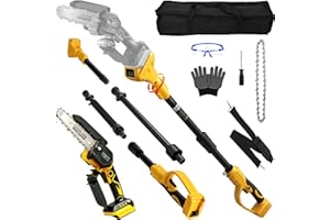 KISTRBA 6 Inch Brushless Pole Saw for Dewalt 18V Battery (No Battery), Power Electric Chainsaw with Extension Pole, 15 Feet Max Telescopic Reach, for Tree Pruning Branch Cutting