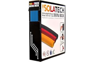 ISOLATECH tubo termoretráctil 2:1 Mini Box sin adhesivo azul Ø19.1mm 5 metros para coche USB camping reparación resistente a los rayos UV aislante rollo sin etiquetar en práctica caja dispensadora