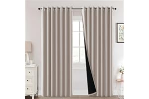 H.Versailtex Blackout Curtains,Thermal Insulated & Warm Protecting, Curtains Eyelet for Living Room, Bedroom,90 x 90 Inch,2 Panels,Beige Curtains