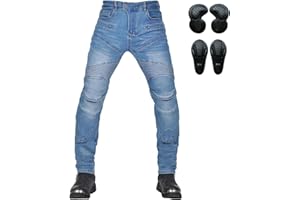 VOLERO JES-3 Clásico Pantalon Moto Hombre con Equipo de Protección, Elastico Pantalón Vaquero Moto Hombre/Mujer, Apta para Todo El Año