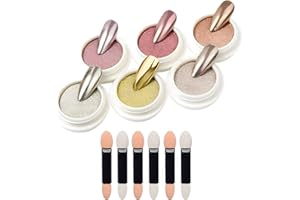 EMPEROR PEACOCK Nail Powder Kit - Rose Gold Metallic Chrome Glitter Powder - with Magic Mirror Effect Mermaid Pearl Pigment Nail Powder for Nail Art Design & Nail Decoration - Nail Art Accessories