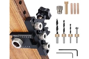 8/10/15mm Dima di Foratura, JRISBO Kit Dima per Tassellatura con Scala e Morsetto 3 in 1 Utensili da Falegnameria, Regolabile Professionale Legno Tasselli Autocentranti Guida