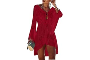 Jinsha Mujer-Vestidos Verano-Ropa Punto-para Pareos-Playeros - Baño Bikini Cover Up Sexy V Cuello Fiesta Crochet Ganchillo Tejido Kaftan Camisola de la Playa Suelto Suave Cómodo Elegantes Mujer