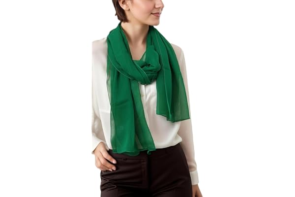 Prettystern Echarpe etole mousseline soie Femme Homme Cérémonie foulard Printemps et l´Éte uni coloré
