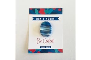 Wee Blue Coo Blue Striped Onyx Banded Crystal Worry Thumb Stone Meditation Spiritual Stress Relief Gift Birthday Stocking Filler Healing Energy Reiki Chakra