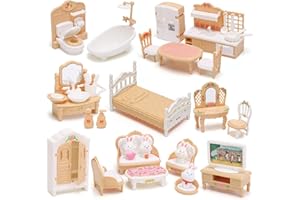 GSRENYU 36 Pcs Dolls House Furniture Dolls House Accessories Dollhouse Furniture Set Minihouse Realistic Miniatures Bedroom Living Room Kitchen With Pretend Play Furniture Toys For Boys Girls