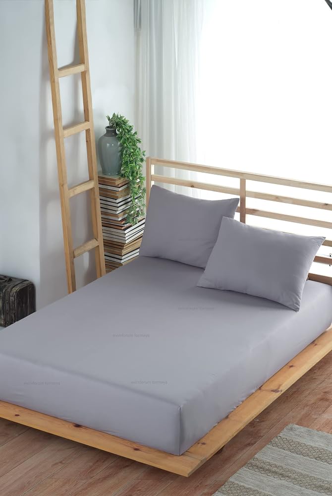 Formeya Lastikli Çarşaf Takımı%100 Pamuk (yastık Kılıflı) (Gri, 120 x 200)
