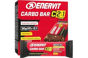Enervit Carbo Bar C2:1PRO Brownie, Barritas Energéticas, 30g Carbohidratos, Sabor Chocolate, Para Actividades de Resistencia, +50% Carbohidratos Absorbidos, Sin Gluten, Vegano, 12 Barritas de 45g
