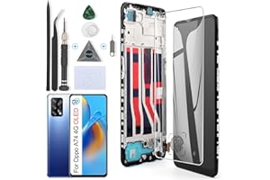RongZy Écran OLED LCD pour 6.43" Oppo A74 4G Écran De Remplacement pour Oppo A74 4G CHP2219 Écran LCD Numériseur Tactile Panneau Assemblé De Réparation avec Outils(Noir avec Cadre)