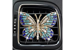 JIZIAN Blue Bling Butterfly Car Clip, Cute Butterfly Car Aromatherapy Vent Clips Rhinestone Charm Bling Accessories for Women Interior Decoration