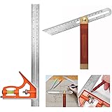 CAMWAY Carpentry Squares with 12 inch/30cm Combination Square and 9 inch/23cm Sliding Bevel, Metric and Imperial Measurement