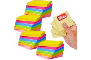 OYEMAT 24+4 Bloc de Notas Adhesivas de Colores 76mm x 76mm 100 Hojas por Bloc | 2800 Hojas | 7 Colores x4 | Perfecto para entornos de Oficina y Escuela | Notas Autoadhesivas…