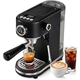 HIBREW H10B Programmable Espresso Machine with LED Display and Pressure | Compact Stainless Steel Coffee Maker 20 Bar with Mi