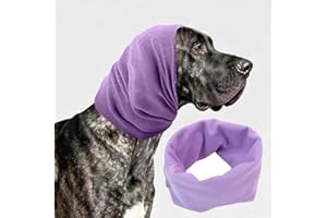 WIDENLISE Dog Snood Ear Protectors,Calming Hood for Anxiety Relief,Dogs Ear Defenders,Dog Ear Cover,Neck and Ears Warmer,For Bathing Drying, Grooming & Noise Reduction,Fireworks (Purple, M)