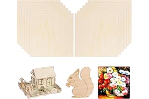 AILUYA Confezione da 12 fogli di legno di balsa, 200 x 200 x 1,5 mm, pannelli di compensato in legno grezzo per artigianato, pannelli di legno di tiglio per lavori fai da te, costruzione di modelli, hobby