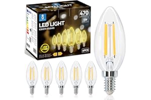 Aigostar Bombilla LED E14 Vela Edison, 4W Equivalente a 40W, Luz Cálida 2700K, 470 Lúmenes, Bombilla LED Vintage Decorativa C35 de Filamento, No Regulable, Cristal transparente, Pack 6