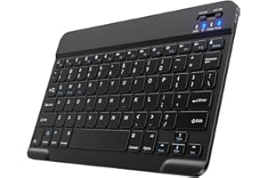 GlasFlength Teclado Inalámbrico Bluetooth, Recargable Teclado Portatil Ultrafino Wireless Keyboard para Computadoras Escritorio/Portátiles/Tabletas/Teléfonos/iPad/iOS/Amsung/Android (Negro)