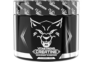 VITASTRONG. Creatine Monohydrate Creapure, 100% Creatine Creapure Poudre Fine et Soluble pour Pre Workout, Goût Neutre, Alternative aux Creatine Gelules et aux Creatine Gummies, Créatine Monohydratée Poudre 250g