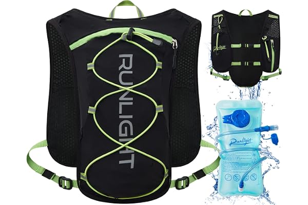 Runlight Gilet de course pour homme et femme, sangles de poitrine réglables, gilet d'hydratation avec bouteille d'eau de 1500 ml