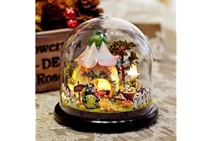 CUTEROOOM CUTEROOM DIY Miniatur Puppenhaus Miniatur-Modellbausatz mit Kunststoffkuppel, LED-Lichtern & integrierter Musikbox