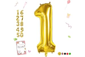 Smlpuame Compleanno Palloncino Numero 102 cm 0-9 Palloncini Oro Grande Numero 1, Palloncini Digitali per Forniture per Decorazioni Feste di Compleanno
