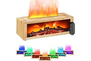 BuzzoXerex Dyfuzor olejków eterycznych do kominka, dyfuzor zapachowy z efektem płomienia z pilotem zdalnego sterowania, 7 rodzajów świateł LED z zegarem, idealny do domu, biura, sportu