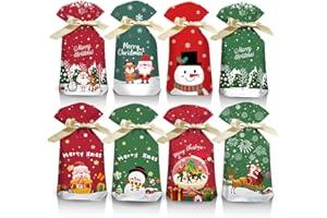 haweeli 48 Pcs Bolsas de Navideñas, Bolsas de Regalo con Varios Diseños de Navidad y Adornos de Fiesta(23 x 15 cm)