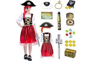 ZUCOS Costume de pirate pour fille - Jeu de rôle - Jouet de pirate - Accessoires pour habiller un anniversaire, Halloween, Noël