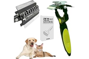 FurCare 3-in-1 Deshedding, Dematting & Detangling Pet Tool, Cat Brush Dog Brush for Grooming for Short, Long, Medium Haired Pets - Removes Knots, Loose Fur, Mats (Green)