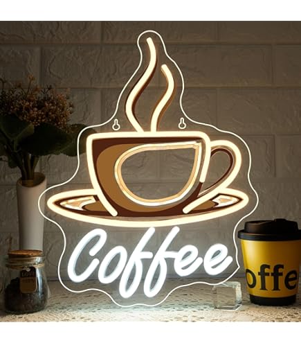 Enseigne Lumineuse Néon "Café Et Thé", Plaque De Porte
