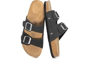 FITORY Damskie płaskie sandały z wkładką z korka, otwarte palce wsuwane wsuwane kapcie na lato rozmiar 6-11