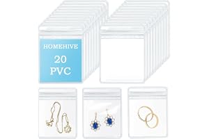 HOMEHIVE Travel Jewelry Bags, 20Pcs Clear Travel Jewelry Organizer, Portable Anti Tarnish Jewelry Storage Pouch Bag Gift for Women Girl, 20Pcs Clear Bags