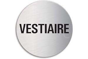 OFFORM DESIGN Plaque de Porte - Vestiaire Ø 75 mm Acier Inoxydable brossé Fin Mat Autocollant No.8599