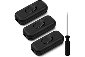 AXFEE Przełącznik liniowy, 3 sztuki 250 V, 6 A, przełącznik pośredni, przewodowy, kołyskowy, 2-żyłowy i 3-żyłowy, doprowadzający, sznurkowy do małych