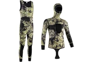 REIJAX Muta da uomo donne, a maniche lunghe,Muta da Pesca Sub e Apnea in Neoprene 3mm, Due Pezzi,Muta Completa Giacca e Pantalone,Wetsuites, per pesca subacquea, snorkeling, surf, canoa, immersioni subacquee