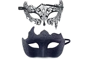 YIMINI 2 Stück Venezianische Maske, Venezianische Maskerade Maske, Ball Masquerade Mask, Maskerade Maske Venezianischen, Geeignet für Männer, Frauen, Tänze, Partys
