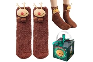 Sprinlot Świąteczne skarpety, skarpety z pudełkiem prezentowym, fantazyjne skarpety zimowe, damskie skarpety sztywne, antypoślizgowe ciepłe skarpety, prezent na Boże Narodzenie ST-home