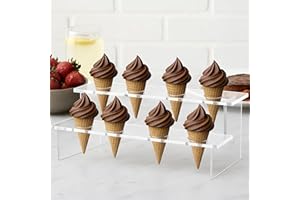 SYXLS Supporto Per Gelato Acrilico, 8 Fori, Stand Per Gelato, Sushi, Per Esposizione Di Waffle Torta, Risparmio di Spazio, Facile Da Pulire Funzione Multiuso, Convenient Installation (Rettangolo)