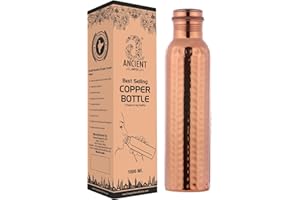 ANCIENTIMPEX Ancient Impex Borraccia in puro rame martellato, 1000 ml, senza cuciture, a tenuta stagna, per benefici ayurvedici