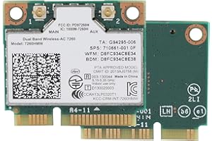 TONYSA 7260AC Carte Réseau Pci Express Wi-FI, Mini-PCI-E Carte WiFi, avec Bluetooth 4.0, Demi-Mini Interface PCI-E pour Ordinateurs Portables Dell//Acer///